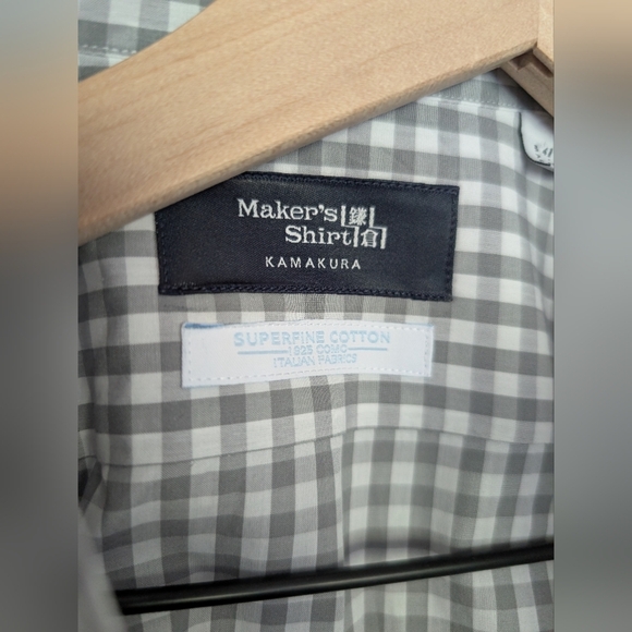 Makers Shirt Kamakura Gray Checkered Shirt - Picture 3 of 5